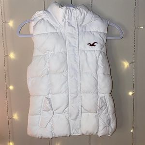 Hollister Co. White Hooded Puffer Vest
